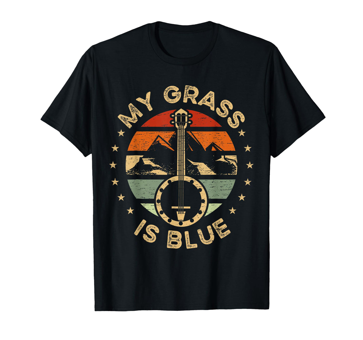 Music Festival Apparel My Grass is Blue Music Player Banjo T-Shirt