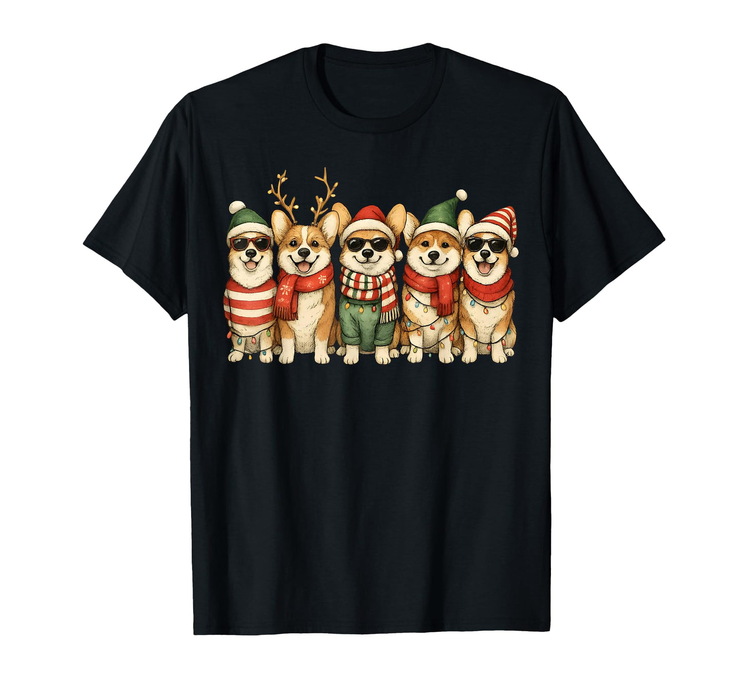 Corgi Santa Christmas Tree Corgmas Dog Family Matching T-Shirt