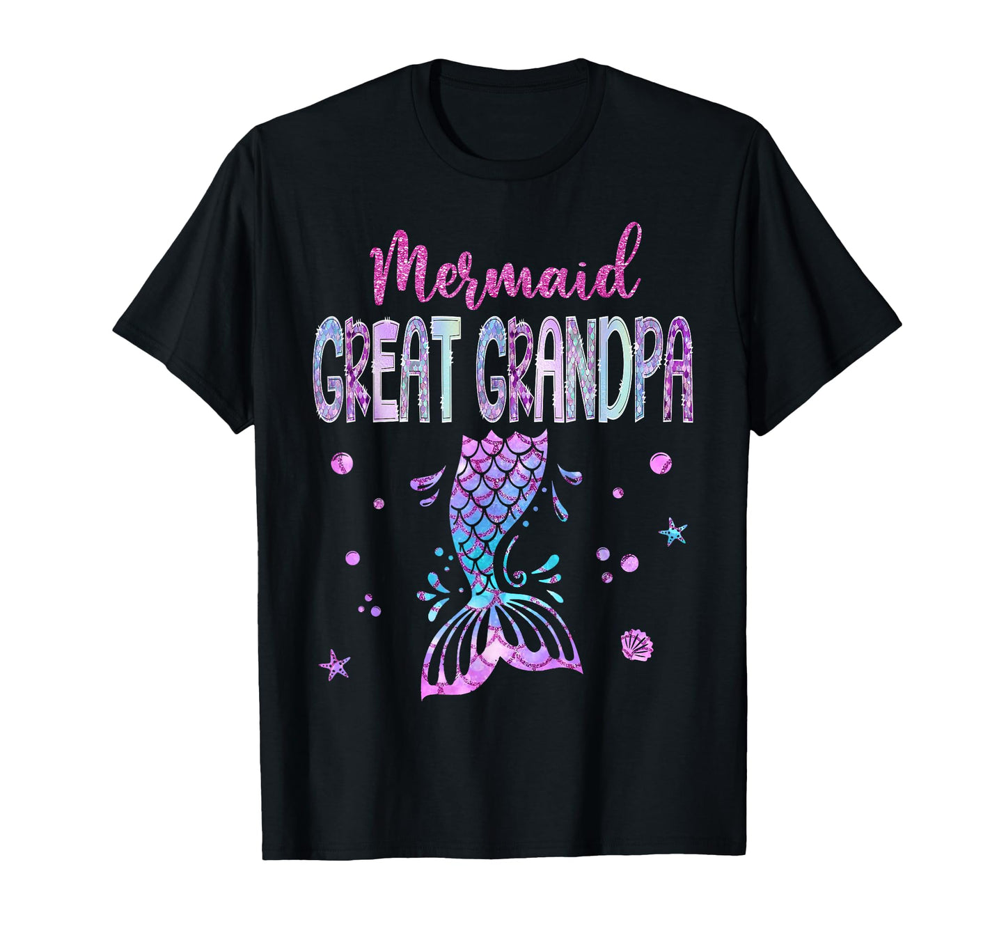 Mermaid Great Grandpa Birthday Party Girl Family Matching T-Shirt