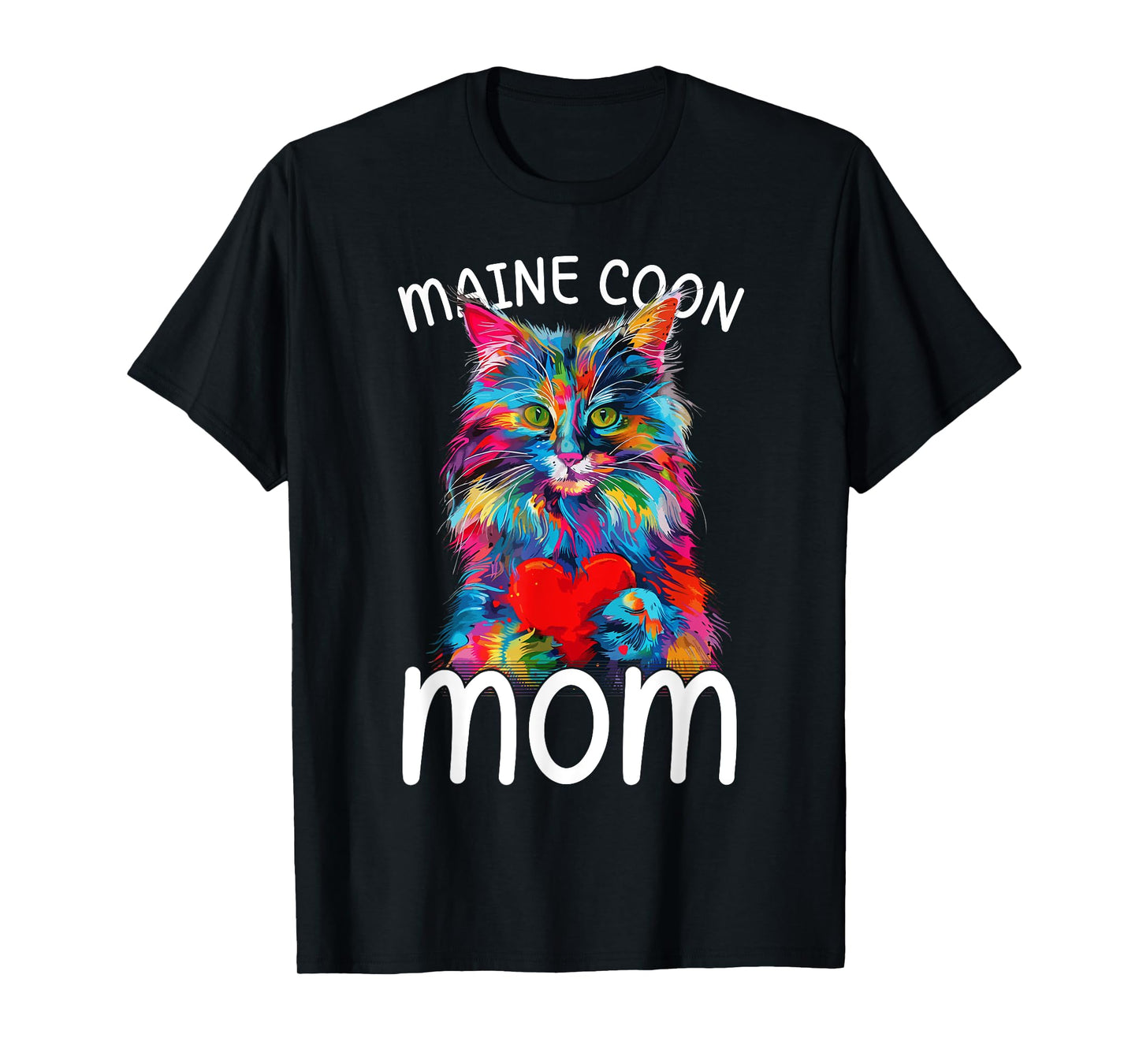 Maine Coon Cat Lovers Heart Design Womens Maine Coon Cat Mom T-Shirt