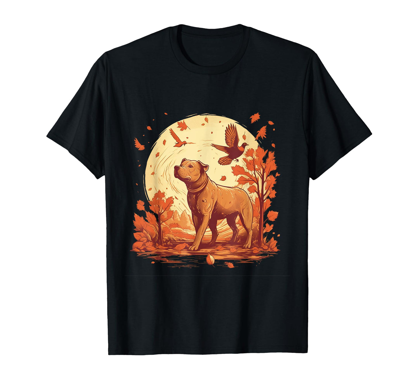 Pitbull Fall Leaves Thanksgiving Day Dog Lover Puppy Owner T-Shirt