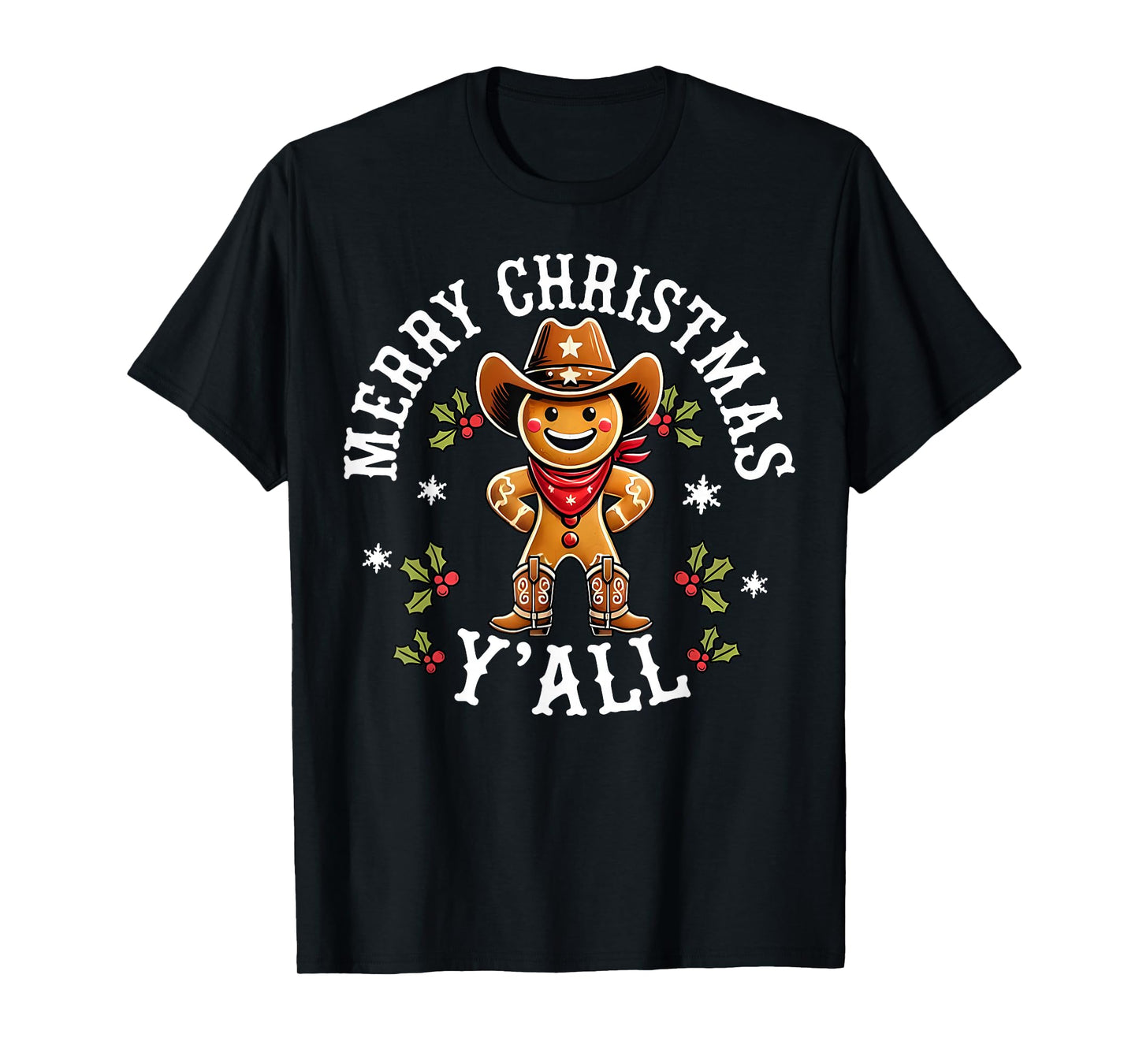 Merry Christmas Yall Gingerbread Cowboy Howdy Western Xmas T-Shirt