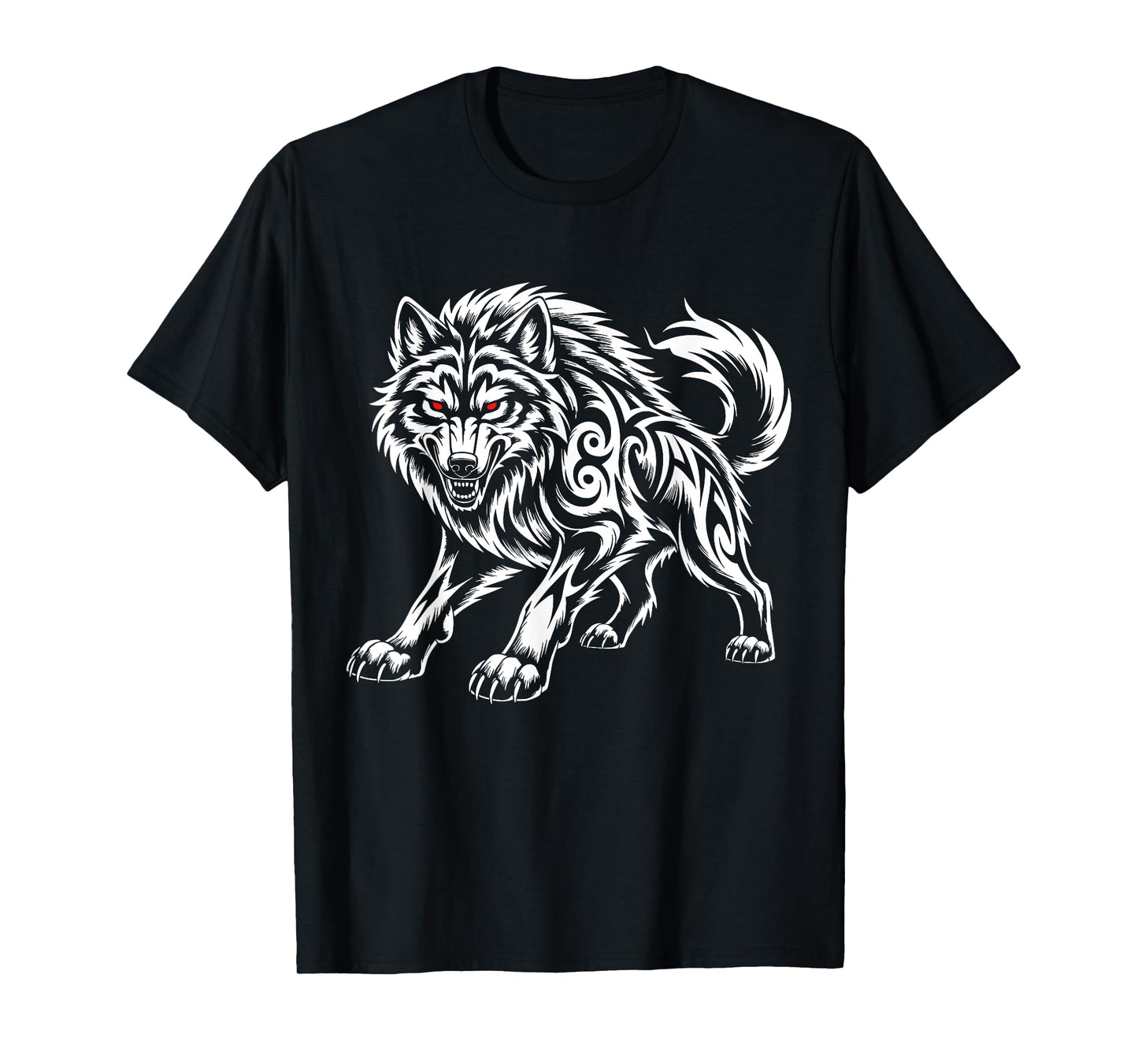 Funny Black Aggressive Wolf Red Eyes Werewolf T-Shirt