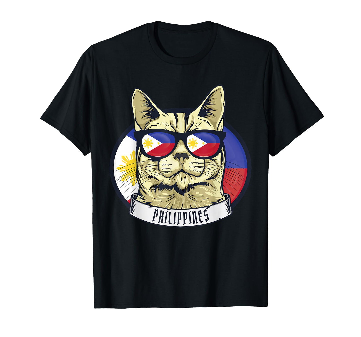 Filipino Patriotic Cat From Philippines Flag Pride Country T-Shirt