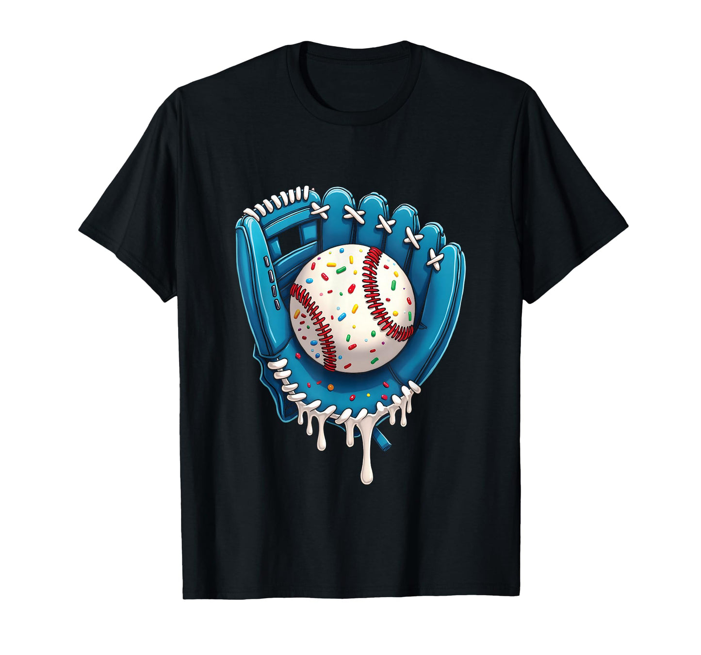 Baseball Drip Ice Cream Sprinkles Baseball Glove T-Shirt
