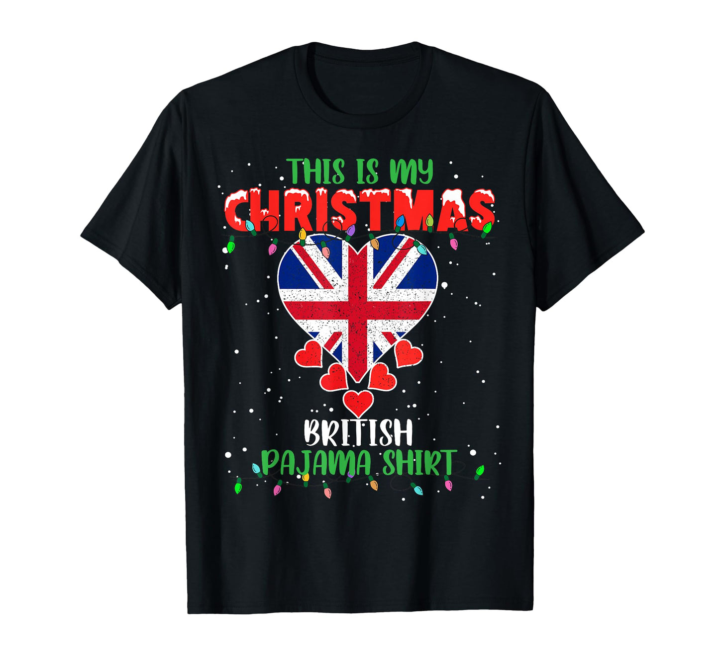 This Is My Christmas Lights Love British Flag Pajama T-Shirt
