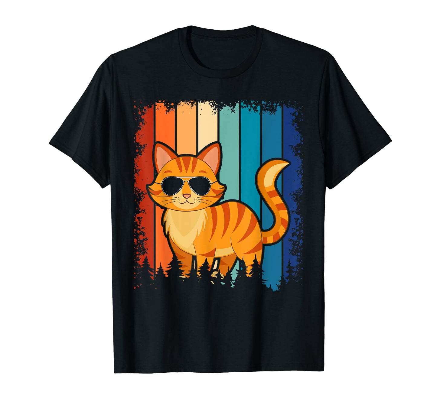 Vintage Style Orange Tabby Cat Friendly Wearing Sunglasses T-Shirt