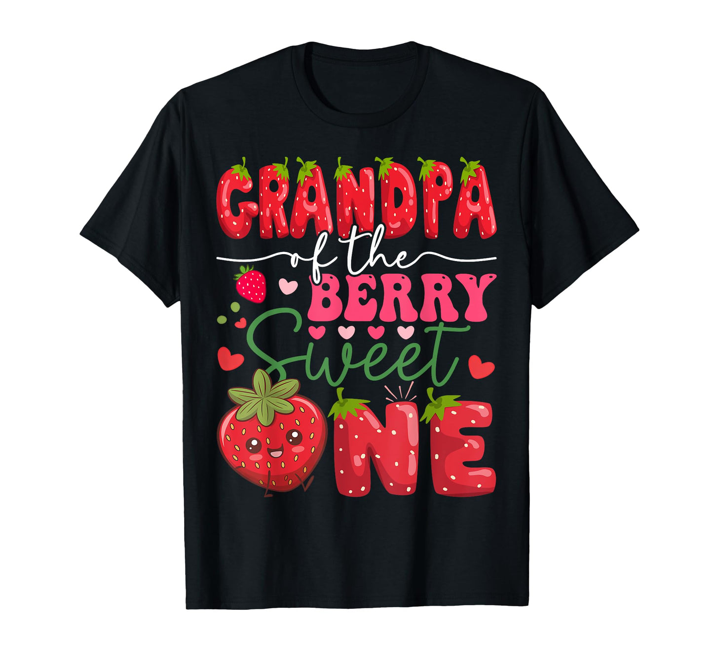 Grandpa Of The Berry Sweet One Strawberry 1St Birthday T-Shirt