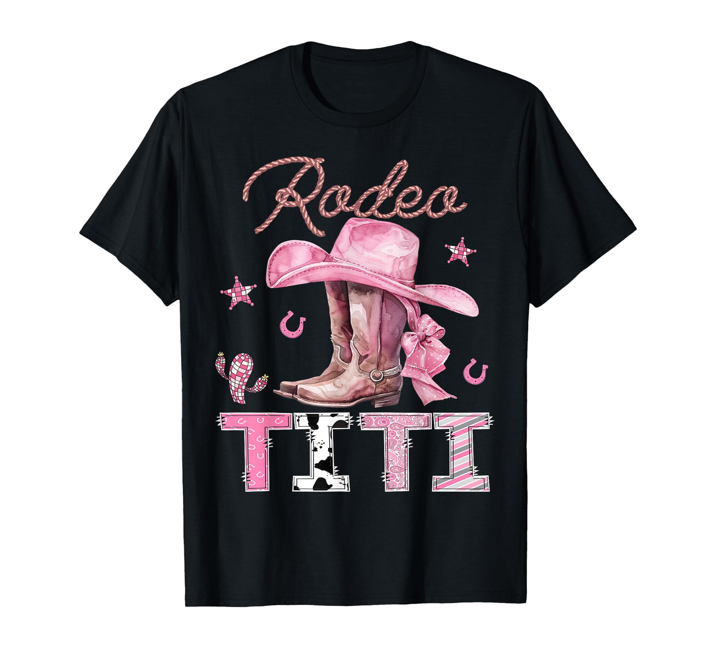 Rodeo Titi Pink Boots Coquette CowGirl Birthday Party T-Shirt