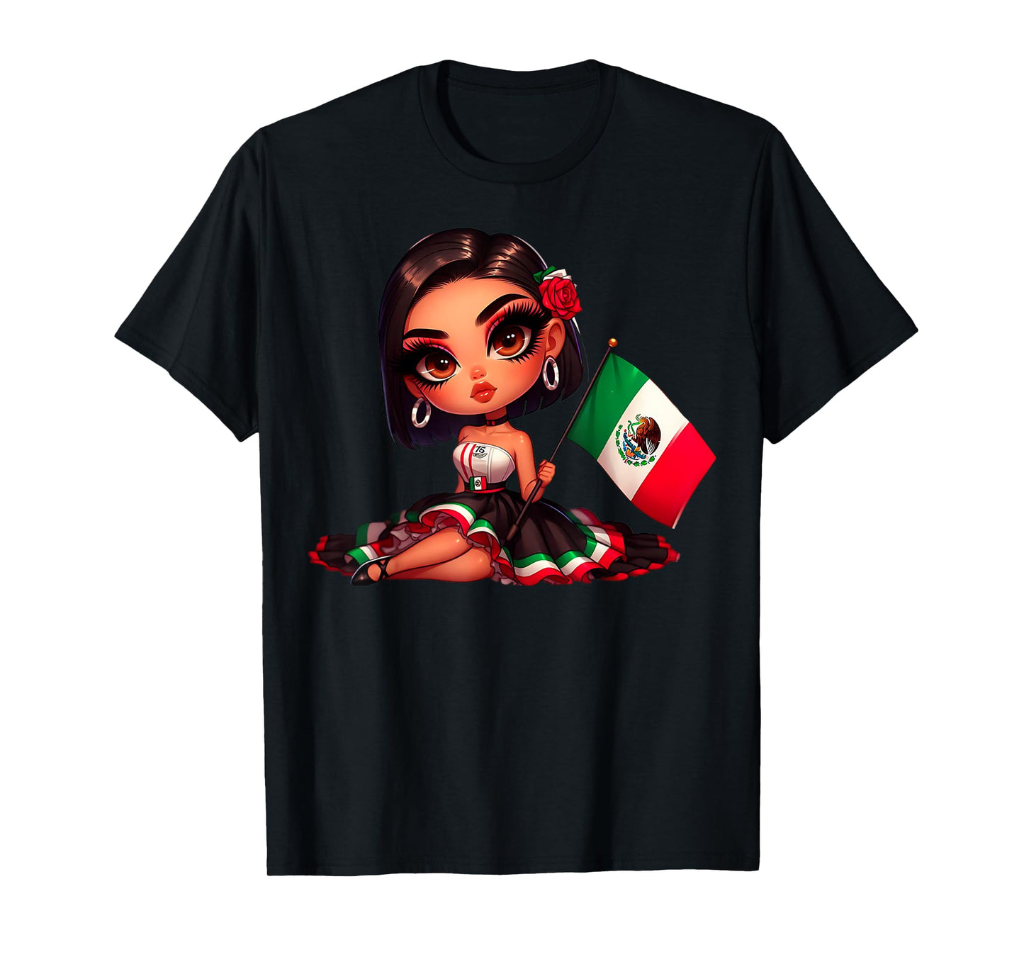 Woman's Chola Hispanic Girl Patriotic Mexican Roots Chicana T-Shirt