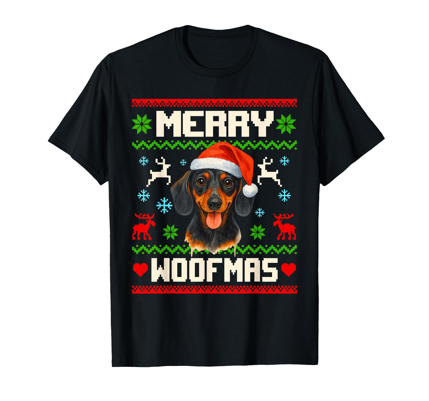 Dachshund Dog Christmas Ugly Sweater Pet Dog Lover Xmas T-Shirt