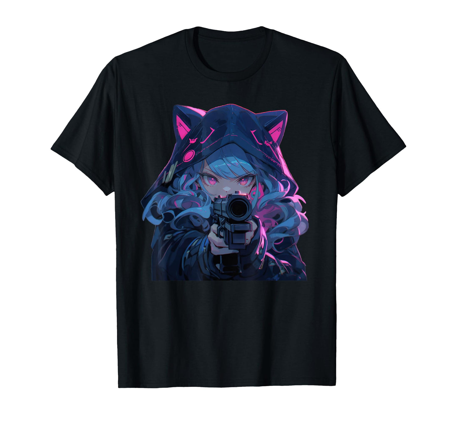 Cute Neko Anime Girl Assassin - Kawaii anime cat lover meow T-Shirt