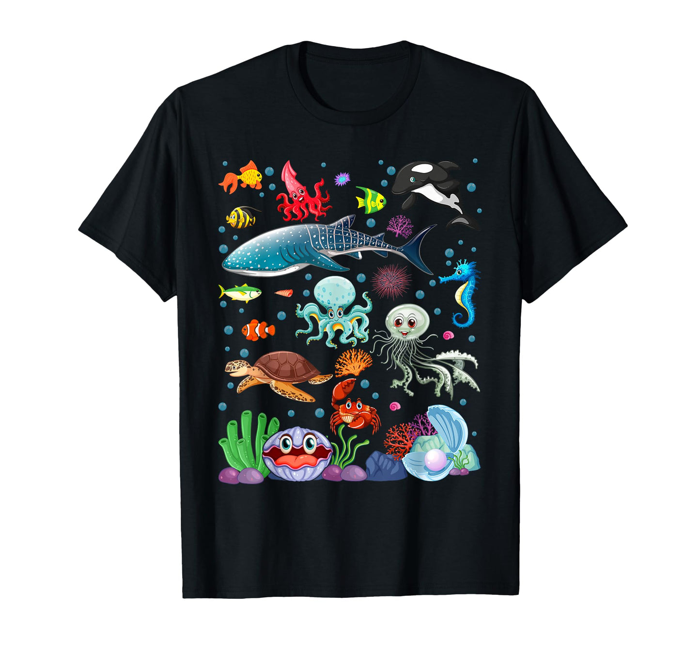 Cute Sea Animals Kids Children Ocean Creatures Clownfish T-Shirt
