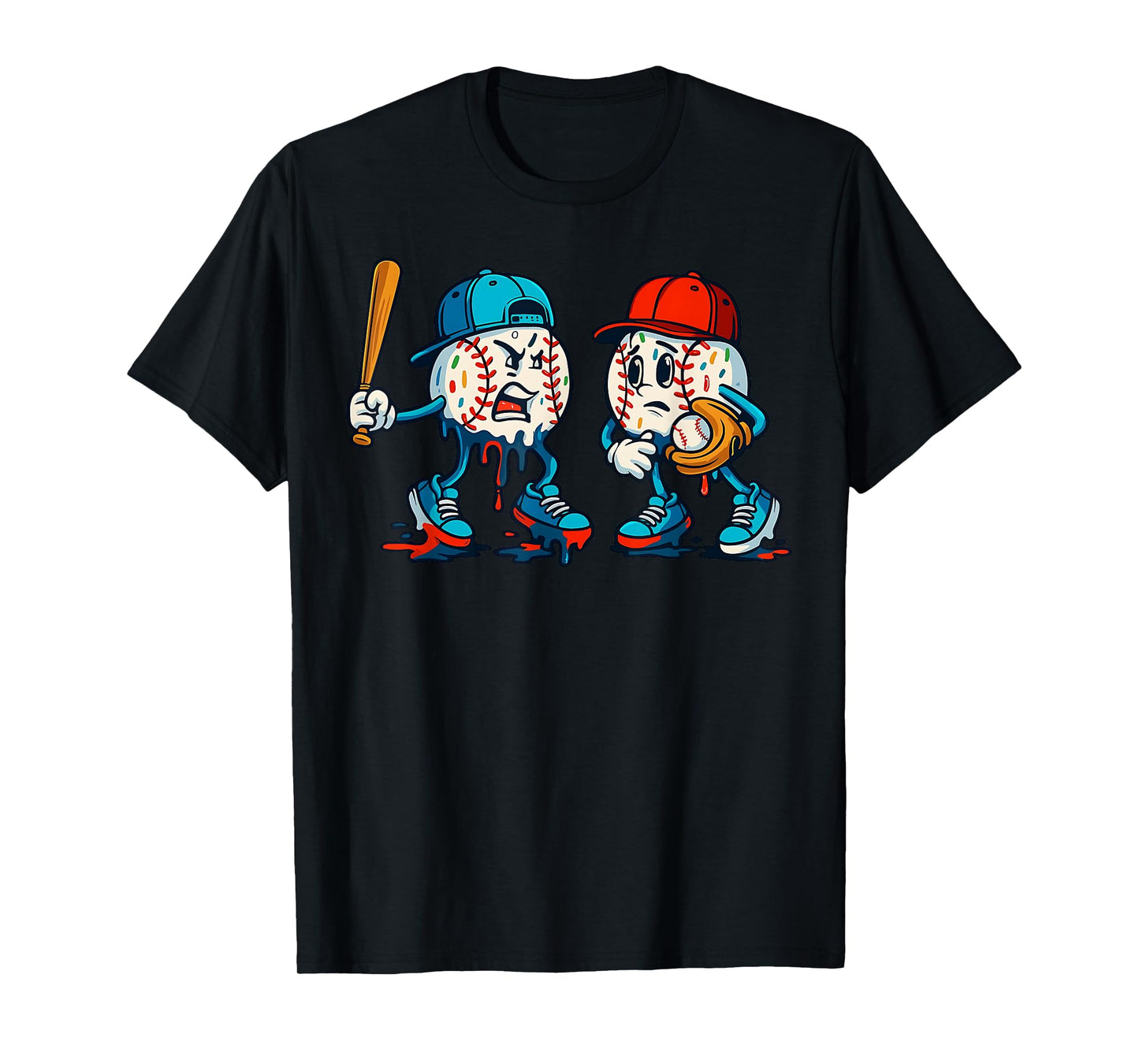 Ice Cream Drip Baseball Funny Argument Sports Boys Men Youth T-Shirt