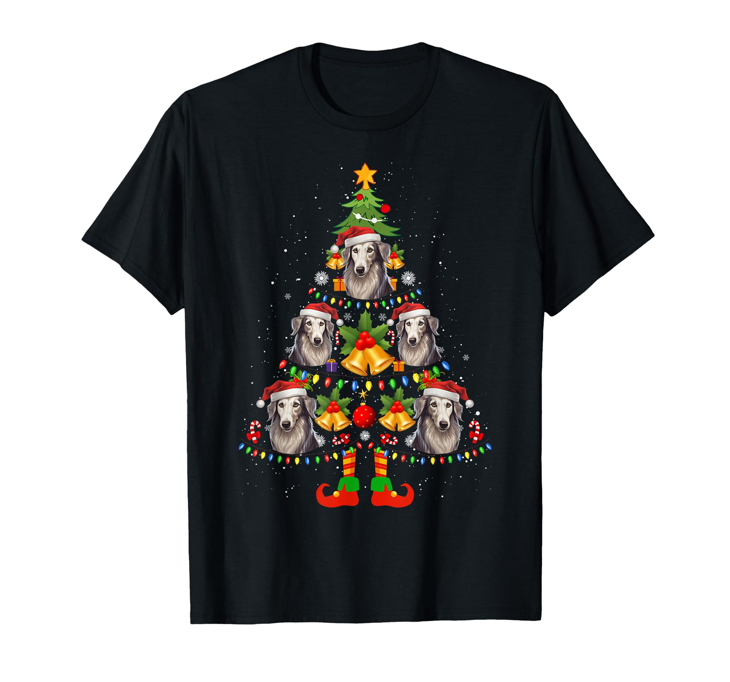 Silken Windhound Christmas Tree Gifts Funny Xmas Dog Lover Men Women T-Shirt