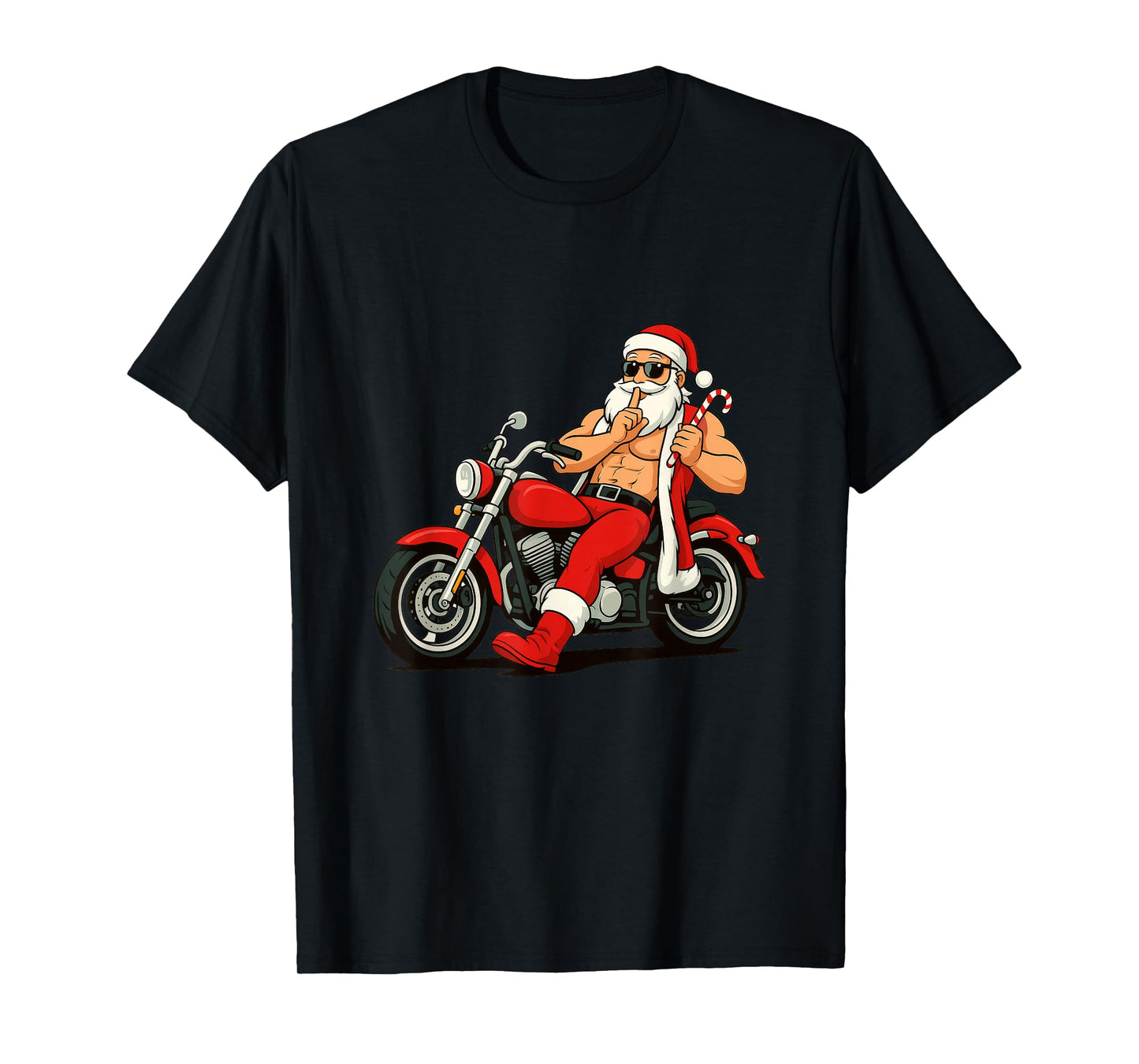Naughty Christmas Look in Motorcycle Style for Biker T-Shirt