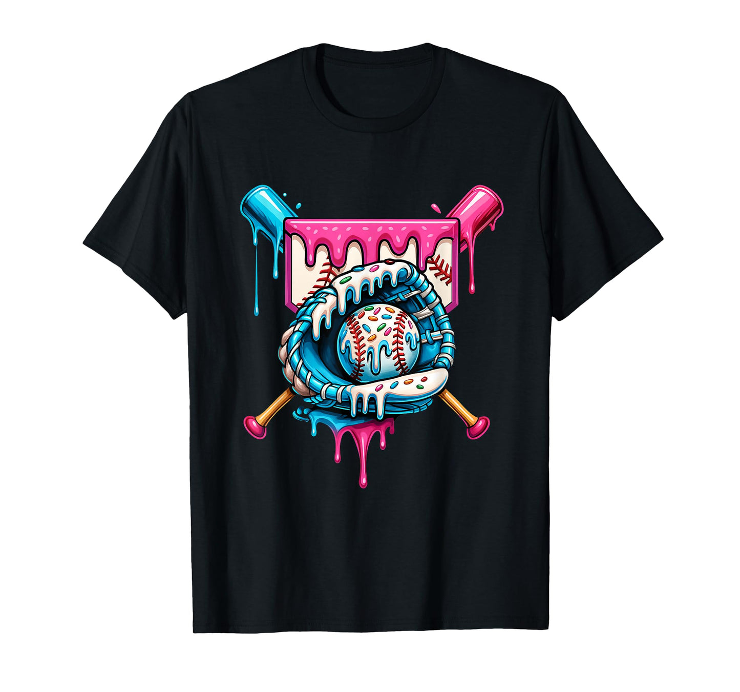 Baseball Drip Ice Cream Sprinkles Baseball Glove Youth Boys T-Shirt