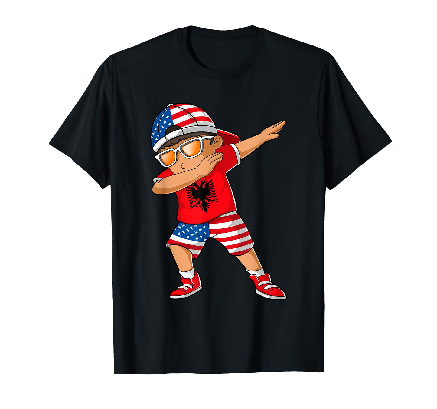 Half American Half Albanian Boy Kid Albania Flag Patriotic T-Shirt