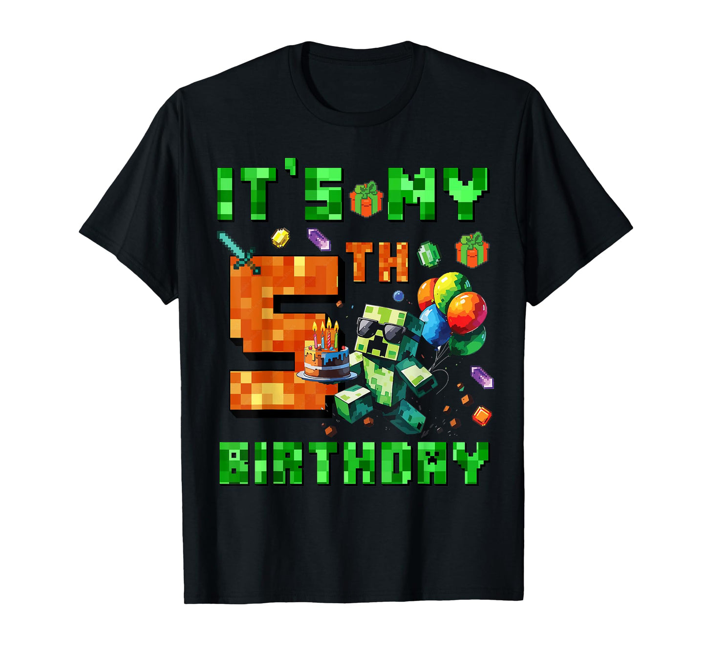 It's My 5th Birthday Pixel Number Video Game Gamer T-Shirt