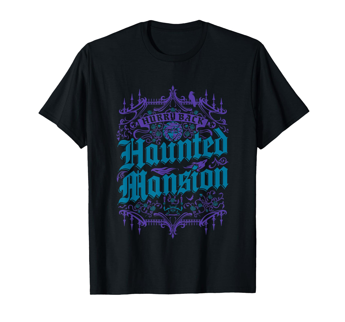 The Haunted Mansion Hurry Back Gothic Pattern Chest Poster T-Shirt