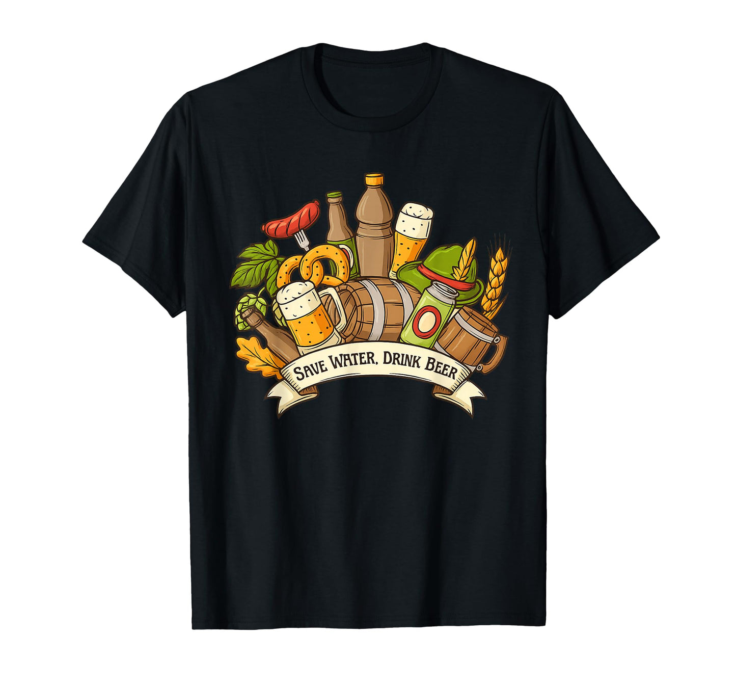 Funny Save Water Drink Beer German Octoberfest Graphic T-Shirt