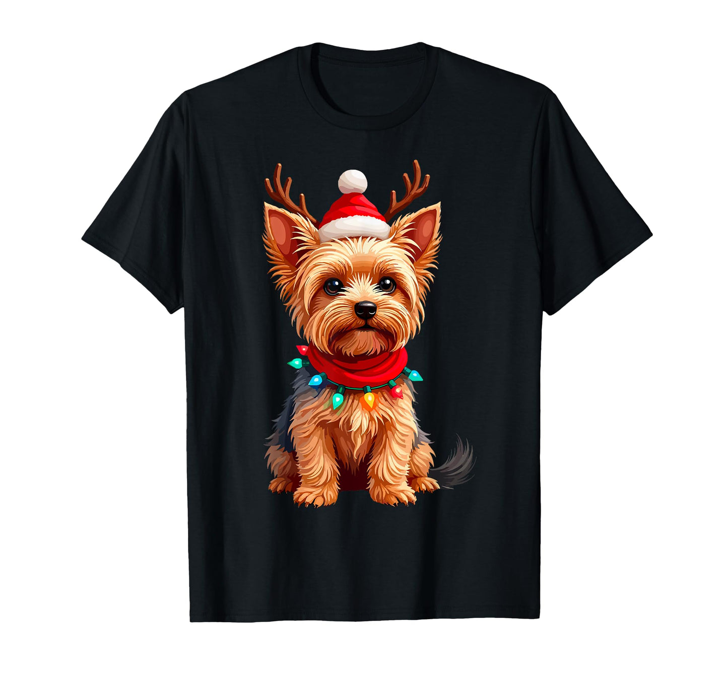 Yorkshire Terrier Santa Reindeer Christmas Yorkie Dog Lover T-Shirt for Men Women Kids