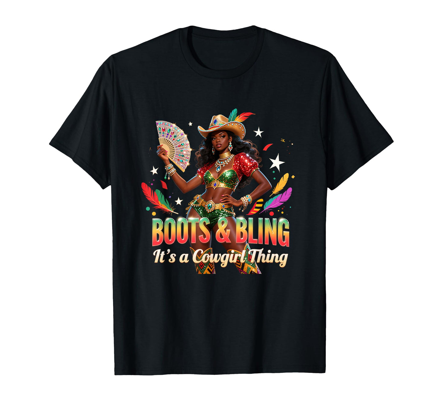 Boots and Bling Cowgirl Black History Month African T-Shirt