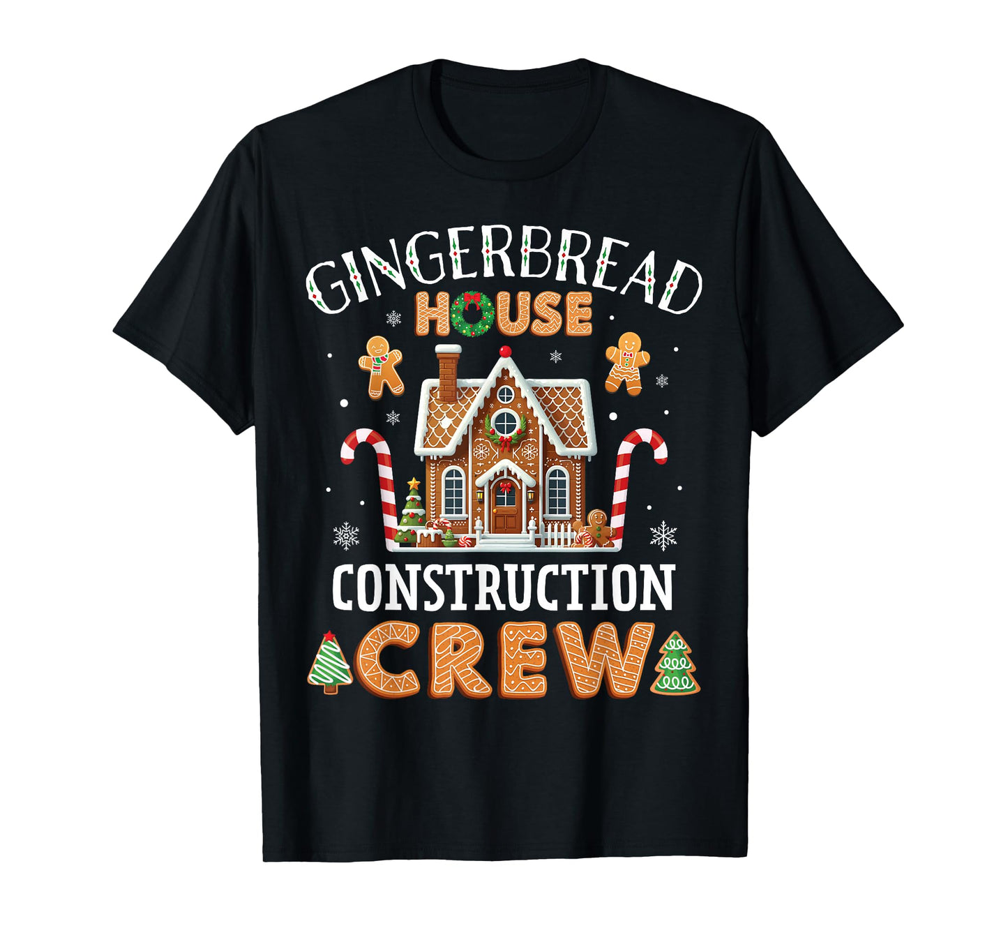 Gingerbread House Construction Crew Kids Men Women Matching T-Shirt