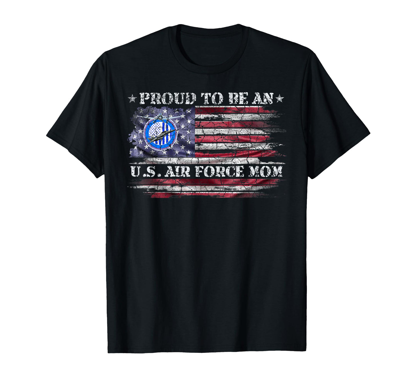 Vintage USA American Flag Proud To Be An US Air Force Mom T-Shirt
