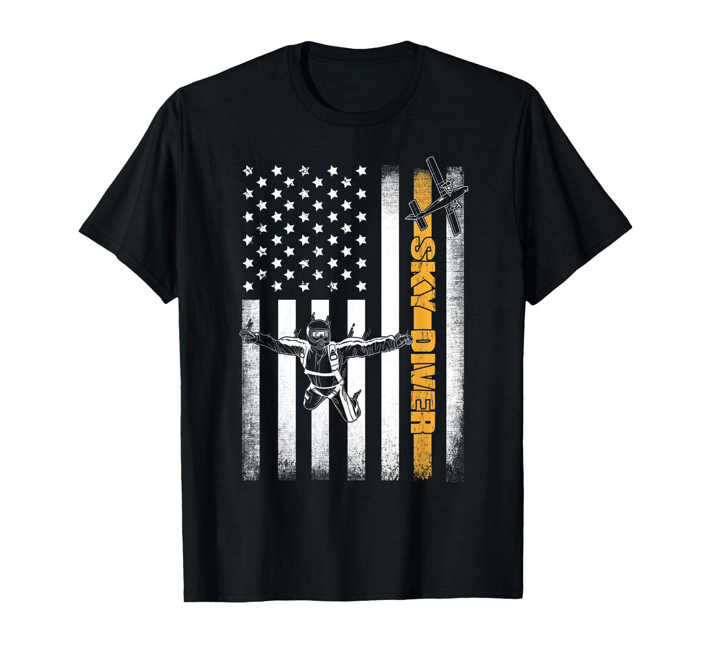 Funny Skydiving Gift Parachuting American Skydiver USA Flag T-Shirt