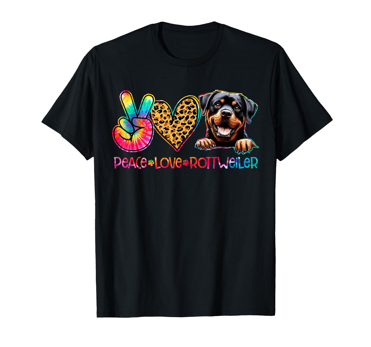 Peace Love Rottweiler Tie Dye Dog Lover T-Shirt
