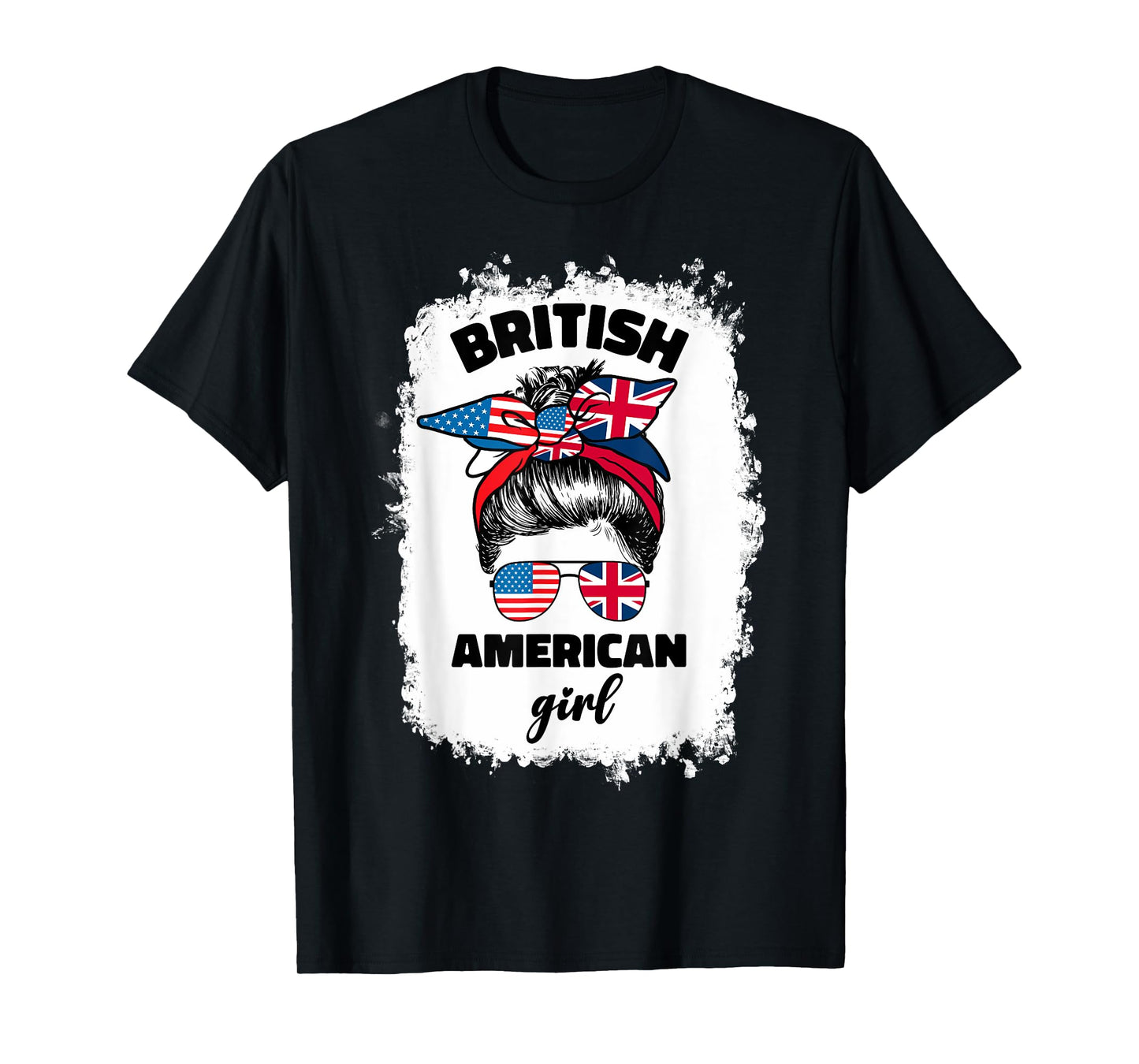 Half American British America Great Britain UK USA Flag Girl T-Shirt