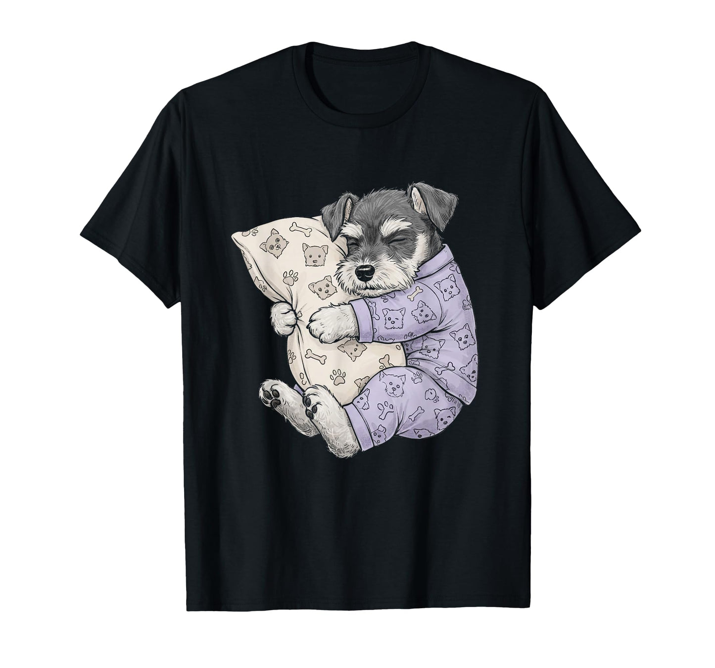 Funny Sleepy Miniature Schnauzer Pajama Men Women Kids T-Shirt