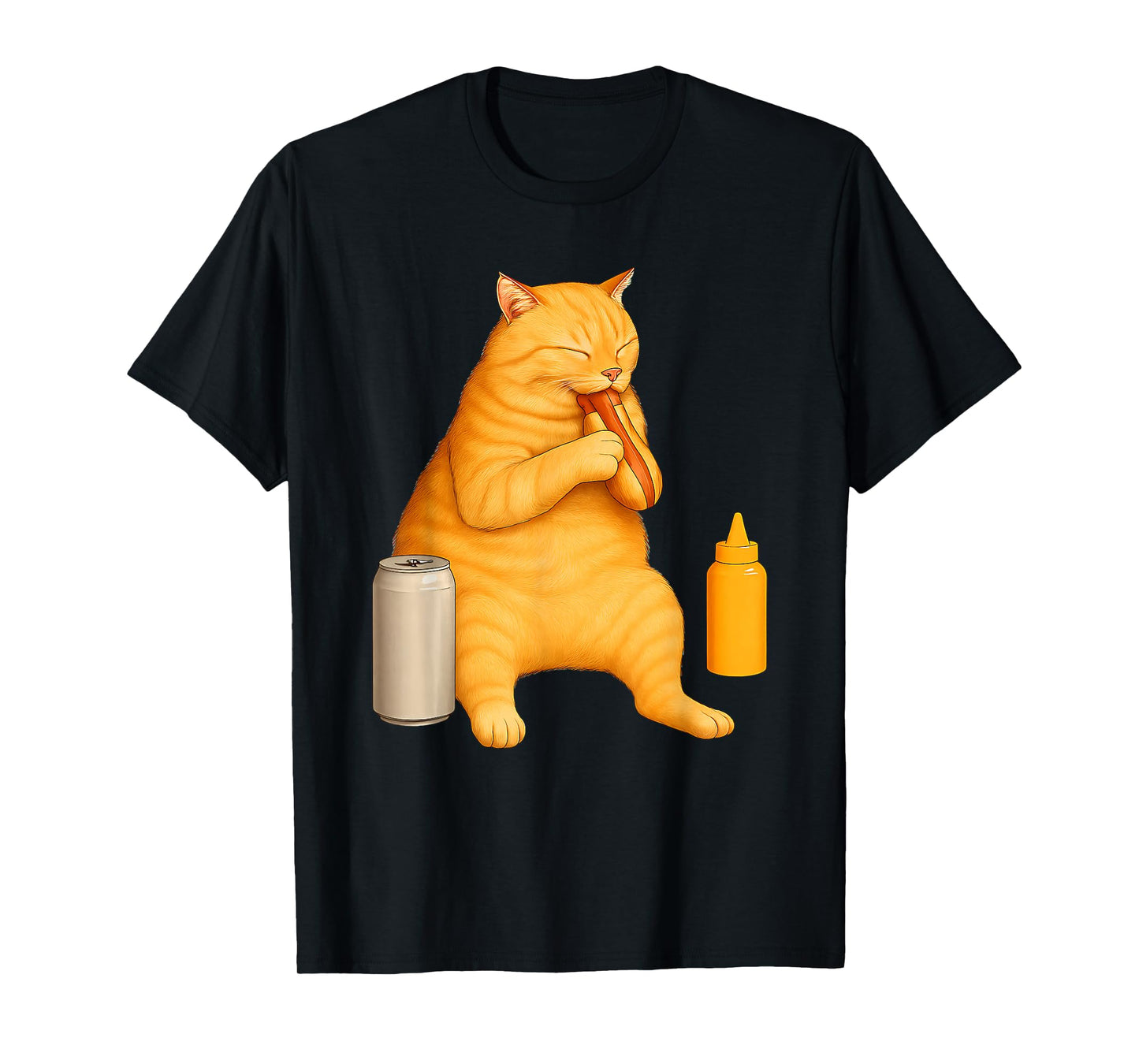 Funny Cat Eating Hot Dog for Foodies and Pet Lovers T-Shirt