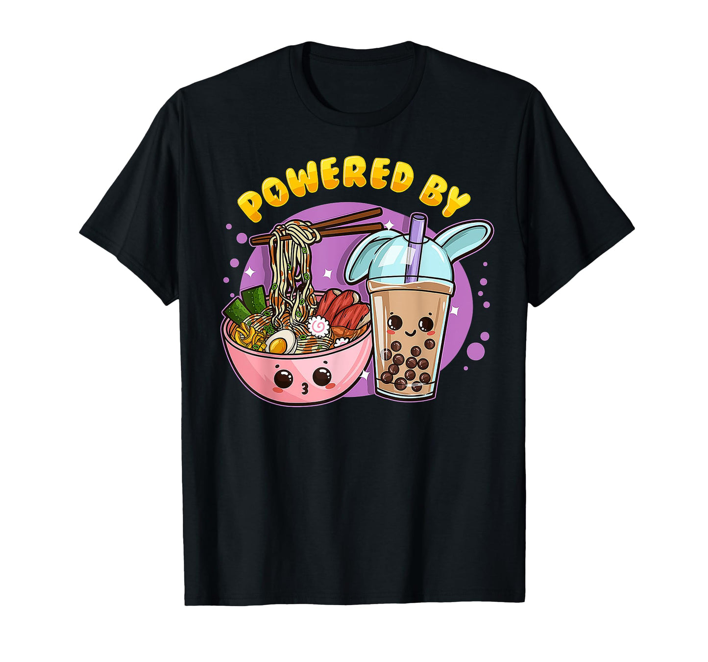 Powered By Ramen Bubble Tea Boba Kawaii Japanese Anime Lover T-Shirt