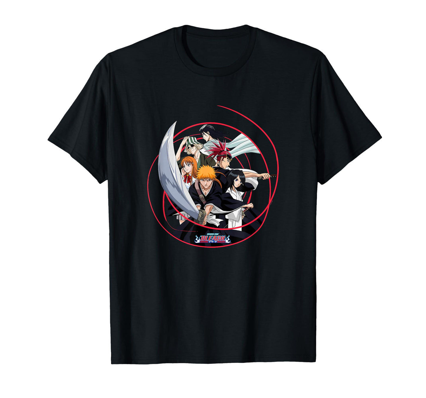 Bleach Ichigo and Cast with Sword and Swirl Anime T-Shirt