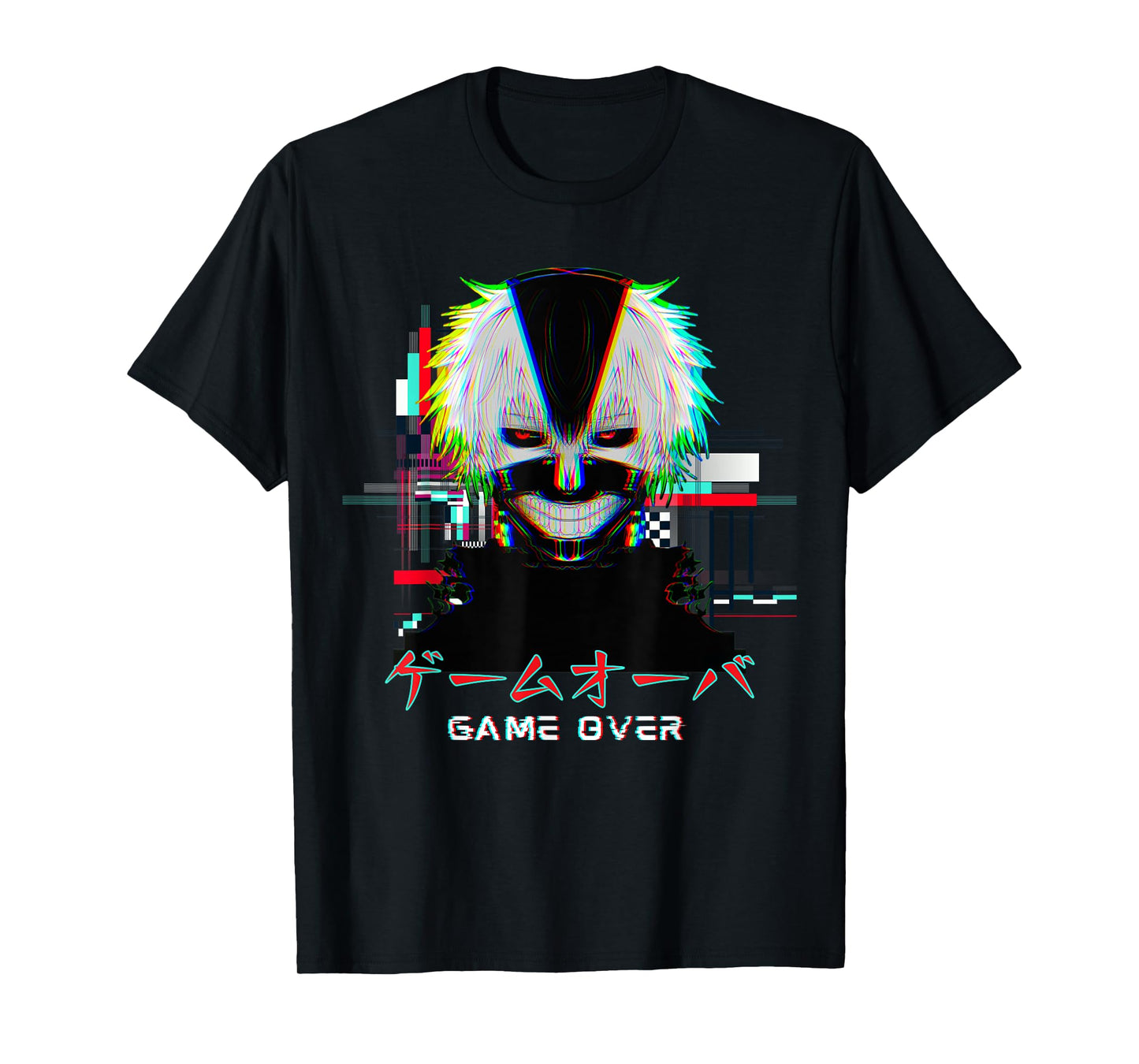 Japanese Vaporwave Anime Boy Game Over Glitch Aesthetic T-Shirt