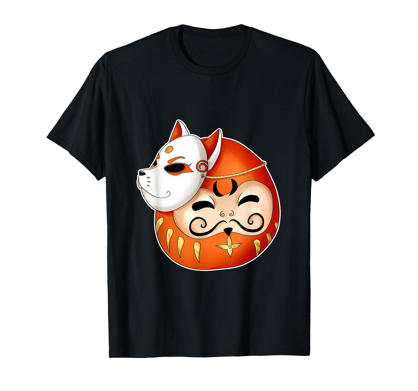 Daruma Fox Mask Bodhidharma Kawaii Anime Japanese Manga T-Shirt