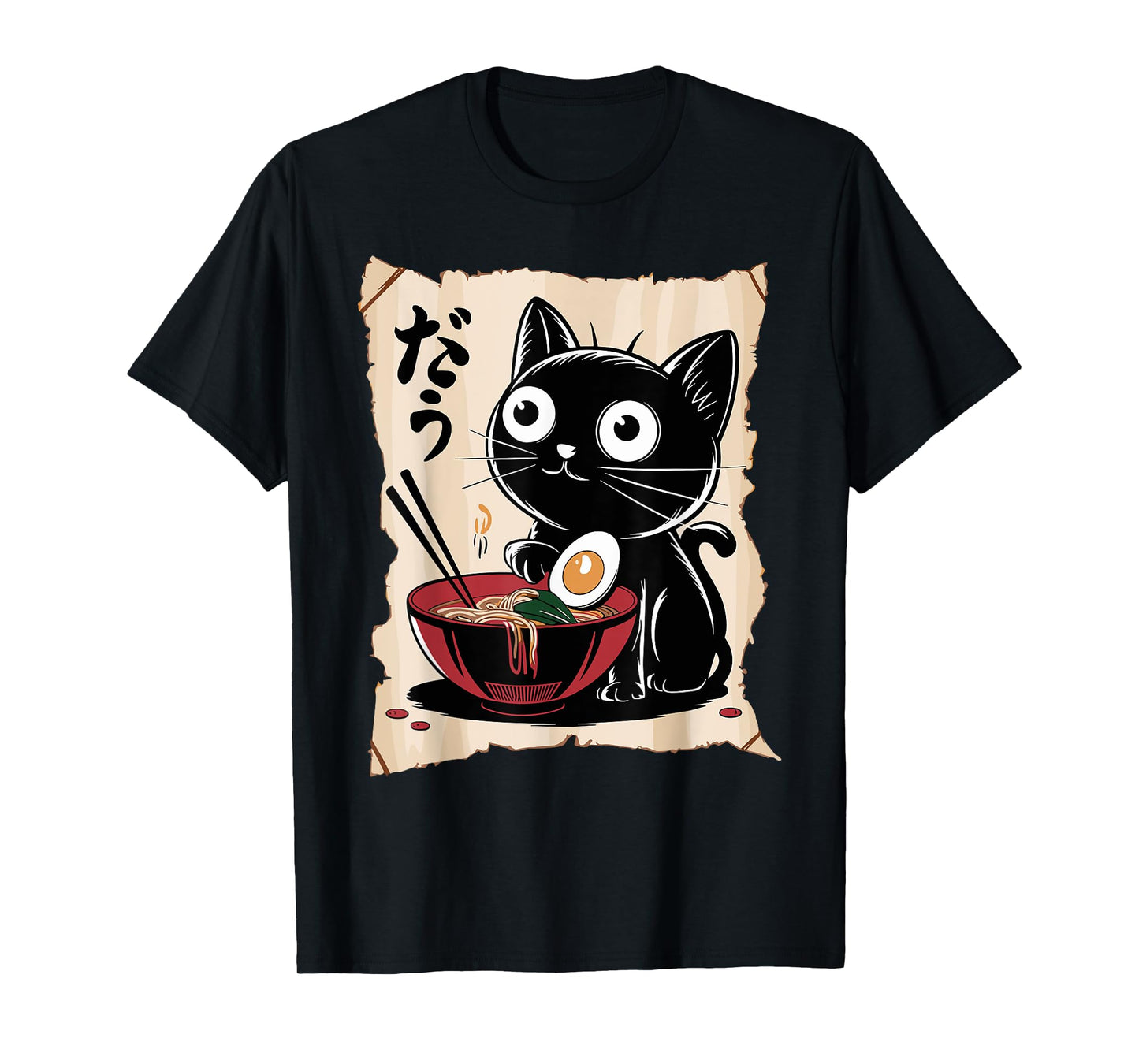 Funny Cat Ramen Noodle Japanese Kawaii Anime Otaku Style T-Shirt