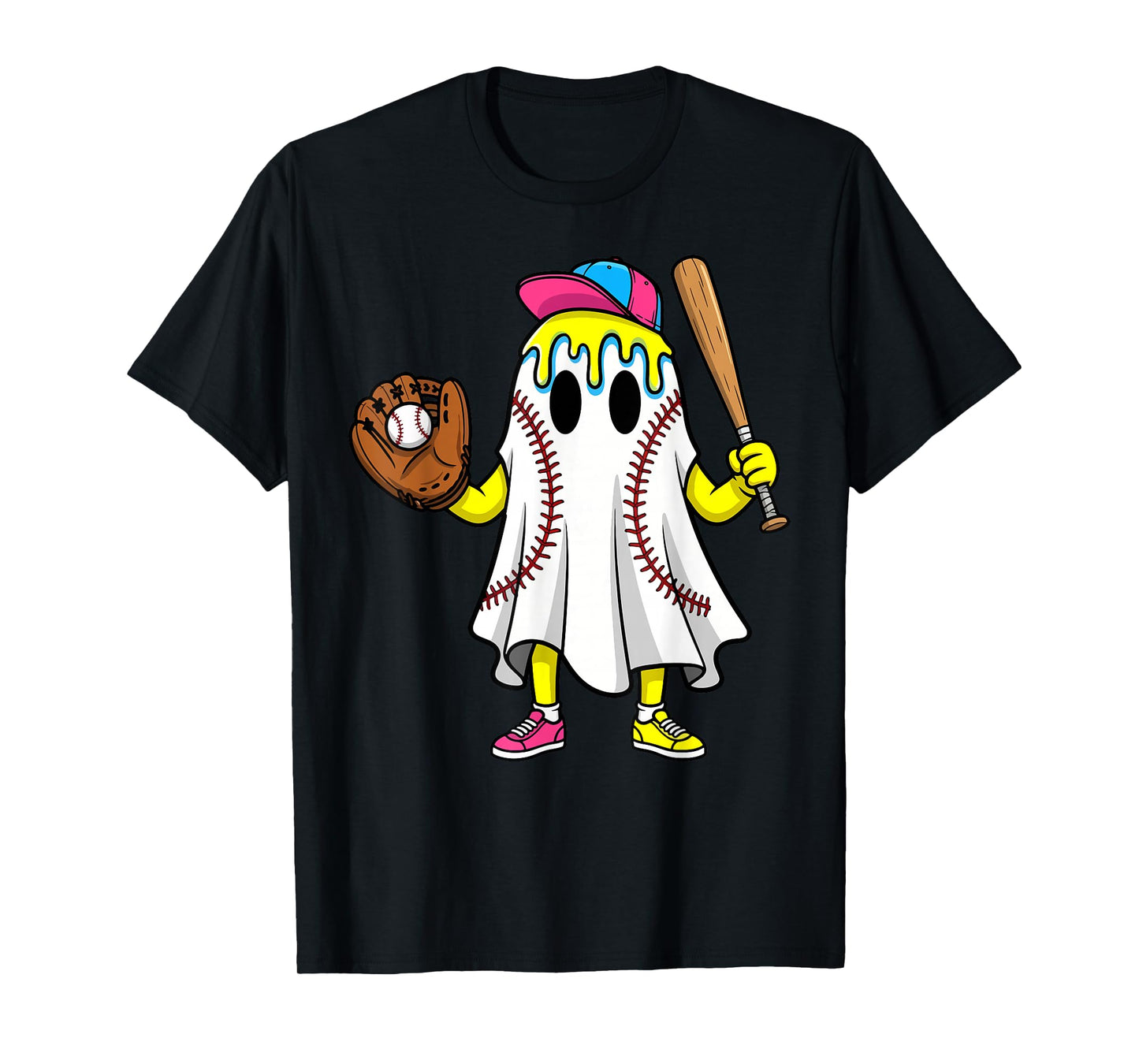 Halloween Baseball Pumpkin Bats Spooky Home Run T-Shirt