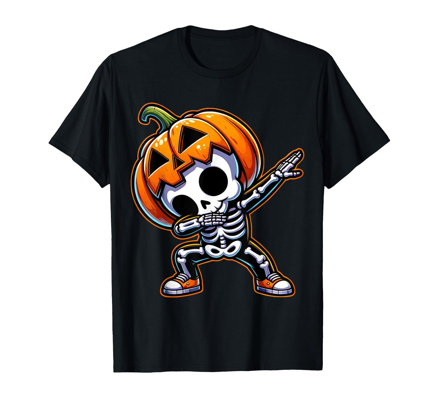 Dabbing Halloween Skeleton Boys Trick Treat Funny Pumpkin T-Shirt
