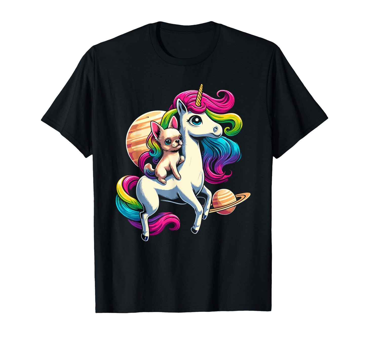 Chihuahua Riding Unicorn for Girls and Women T-Shirt