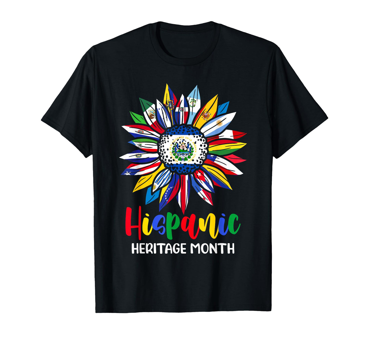 Hispanic Heritage Month El Salvador Flag Sunflower Latino T-Shirt