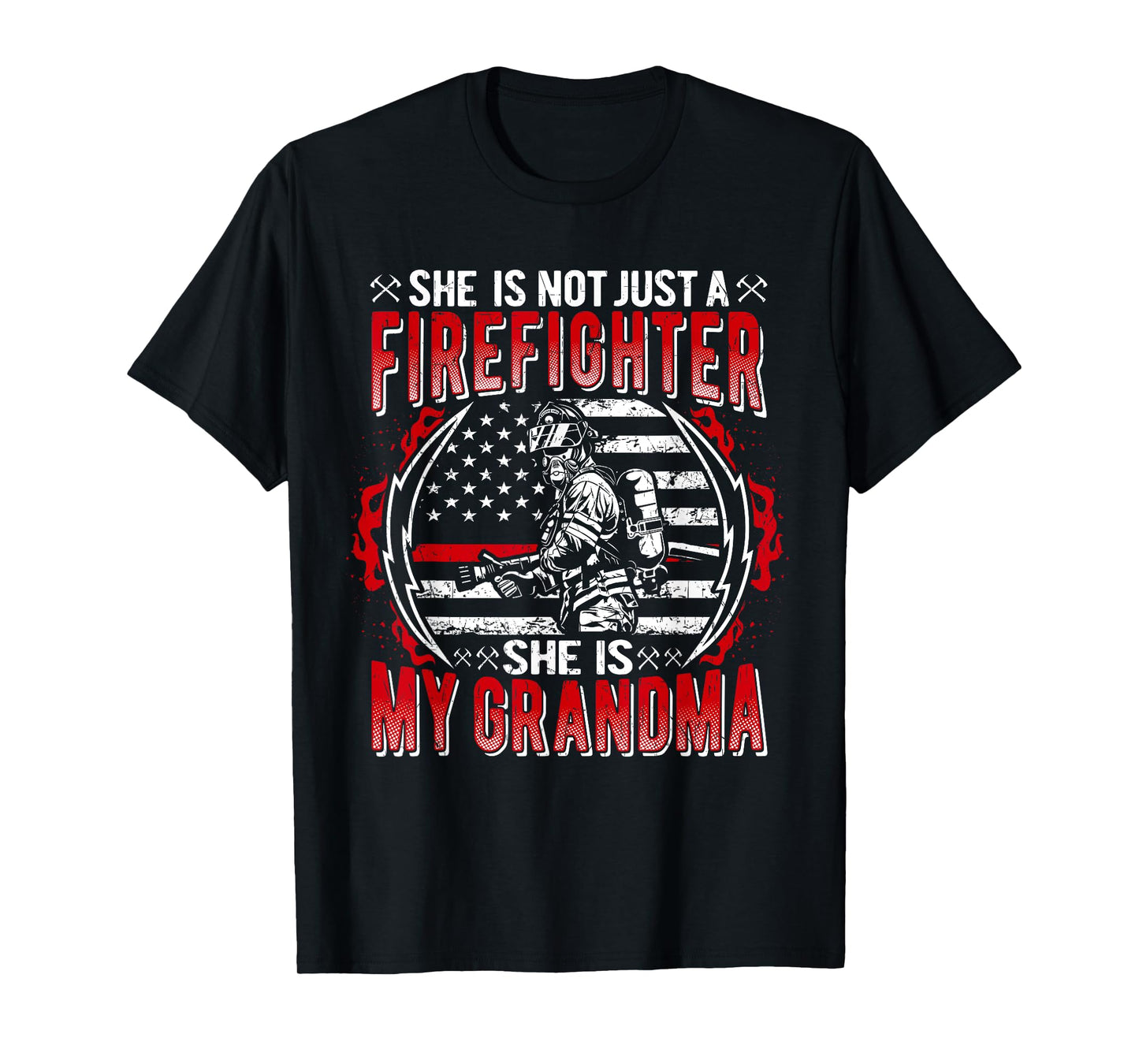 My Grandma Is Firefighter Thin Red Line Flag Fire Grandchild T-Shirt