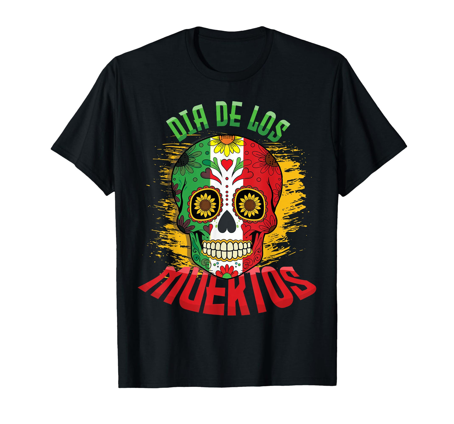 Dia De Los Muertos Mexican Flag Mexico Skull Cool Skeleton T-Shirt