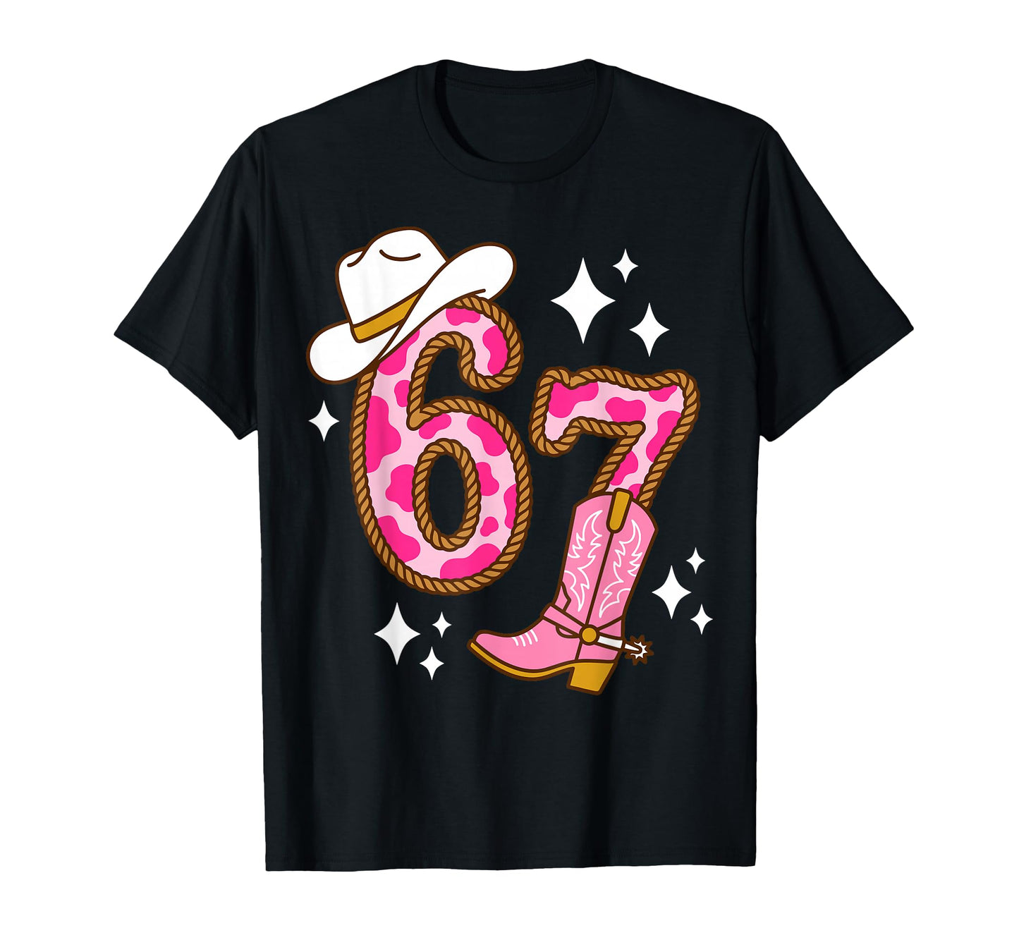Western Cowgirl 67 Rope Pink Boot Hat Country T-Shirt