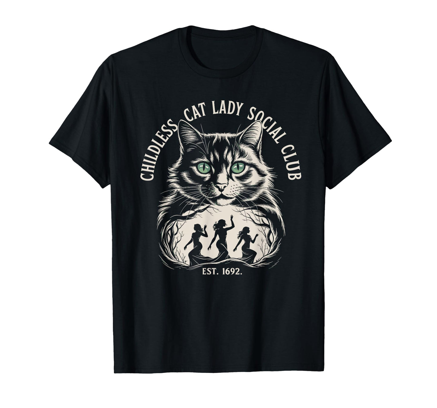 Childless Cat Lady Social Club Witchy Retro Cat T-Shirt