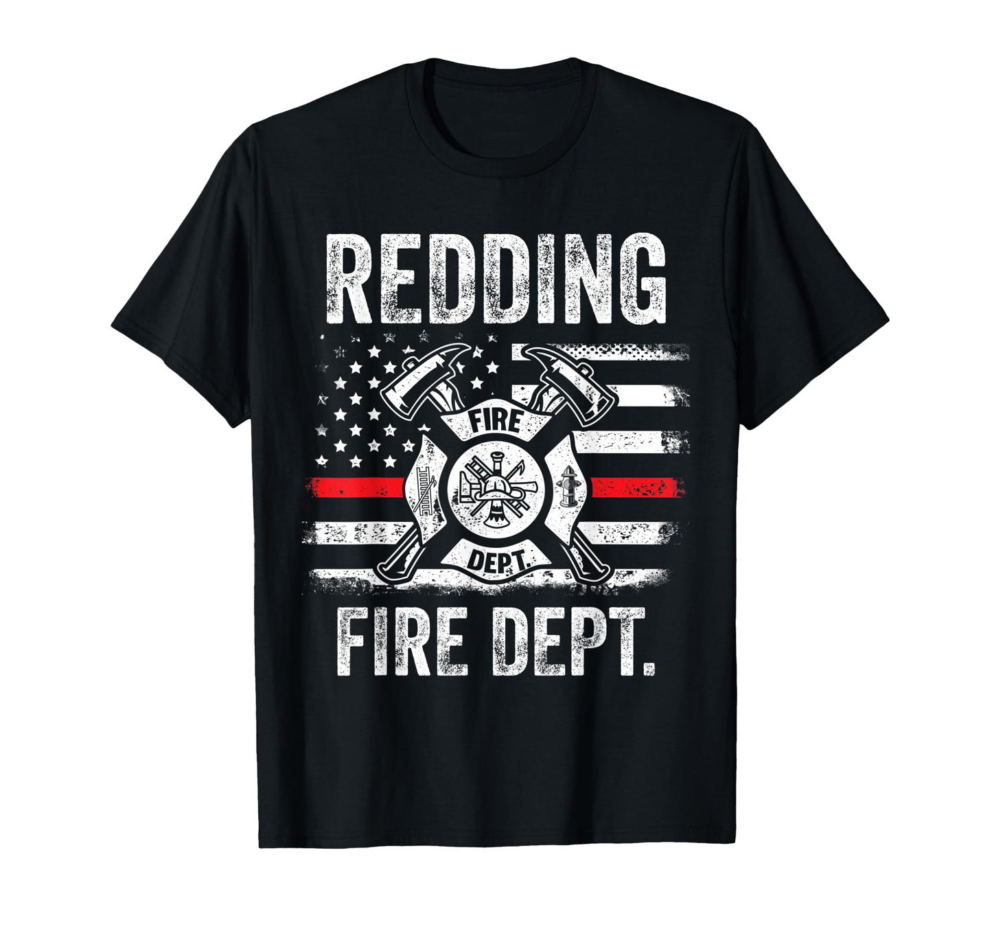 Redding California Fire Department Thin Red Line Fireman T-Shirt