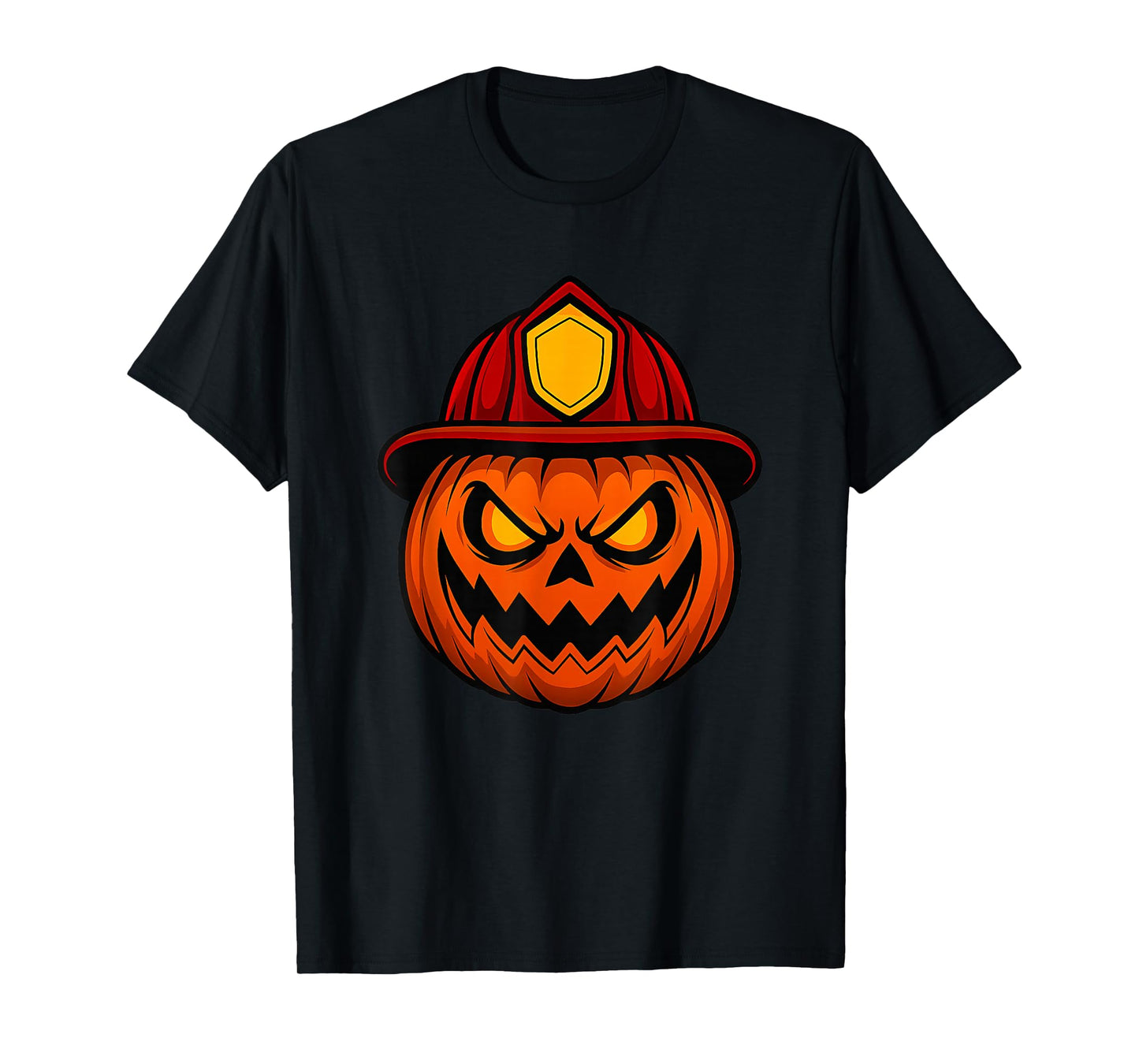 Firefighter Pumpkin Face Halloween T-Shirt