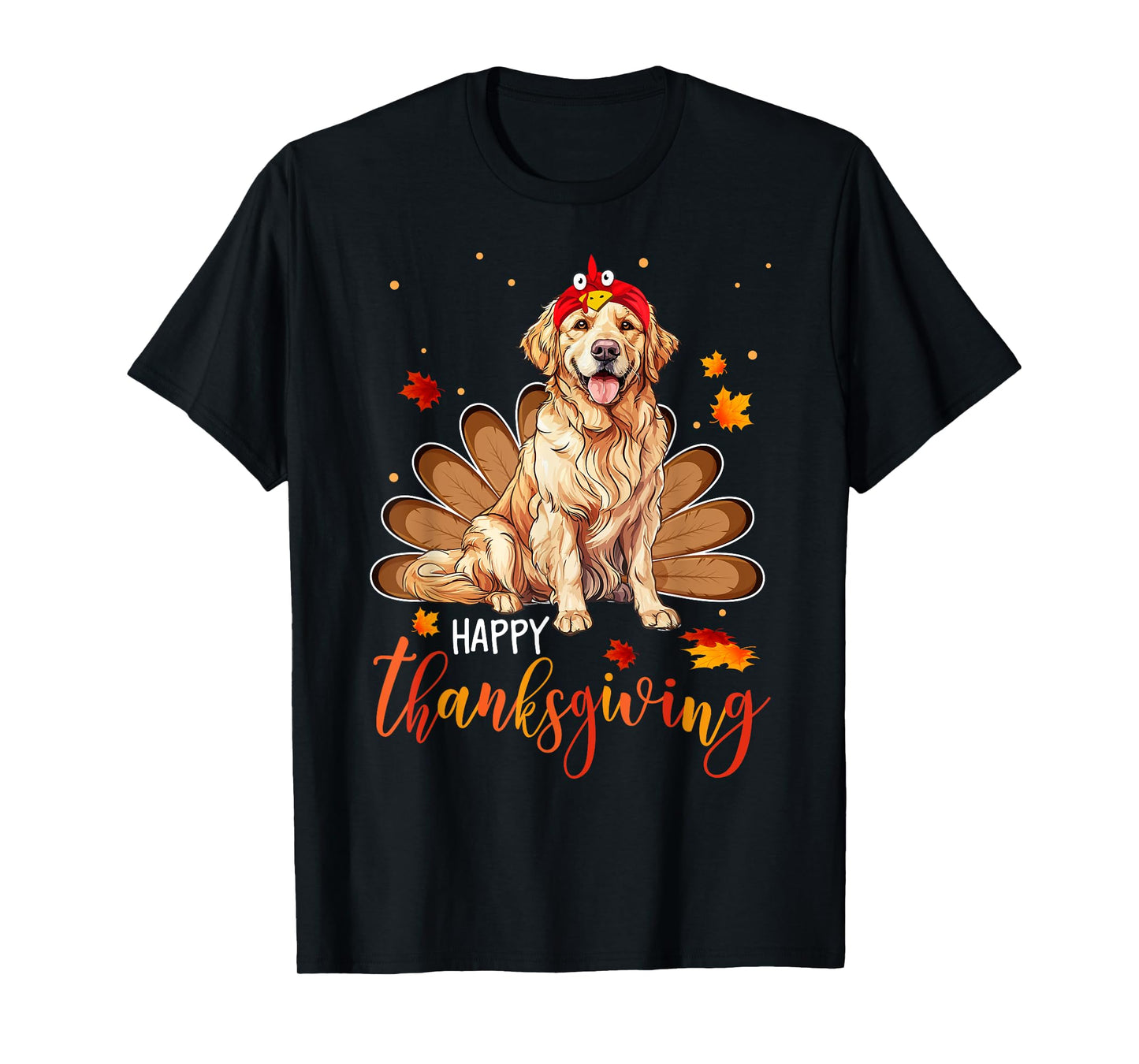 Cute Golden retriever Happy Thanksgiving turkey Dog T-Shirt for Men Women Girls Kids